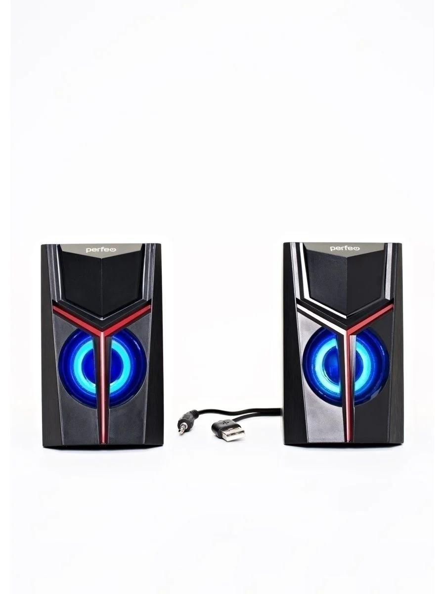 Колонки Perfeo "TRIAL", 2.0, 2х3 Вт, USB, Game Design, LED-подсветка, чёрный