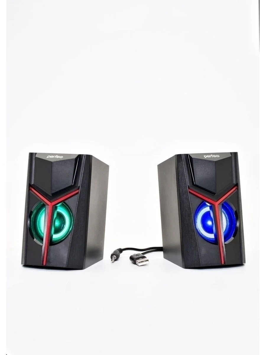 Колонки Perfeo "TRIAL", 2.0, 2х3 Вт, USB, Game Design, LED-подсветка, чёрный