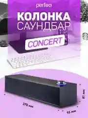 Черный компьютерная колонка-саундбар Perfeo Concert, мощность 6 Вт, USB