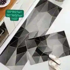 Серебряный комплект кухонных ковриков из двух штук