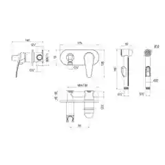 Смеситель Lemark Linara LM0419C с гигиеническим душем, встраиваемый