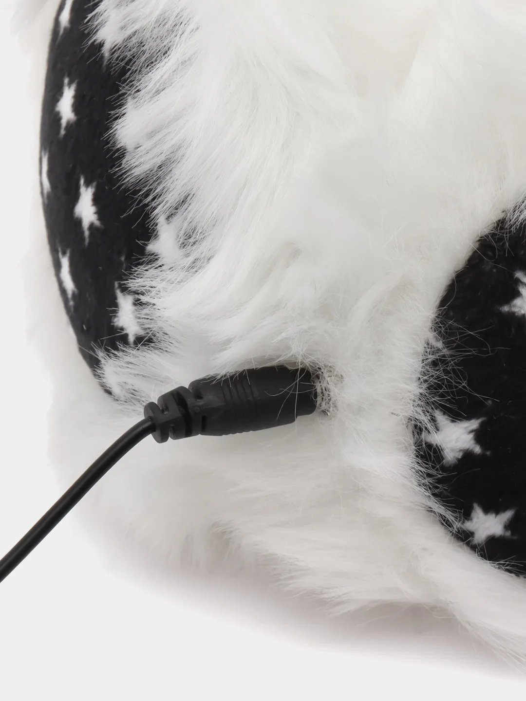 Черный меховые наушники размер универсальный 3.5 mm jack