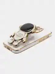 Белый чехол противоударный для смартфона Iphone 13, с кольцом-держателем и подставкой
