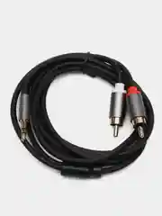 Серый меланж аудио кабель AUX тюльпаны 3.5 мм RCA 2 (папа) - 3.5 Jack (папа), от 1м и до 20м