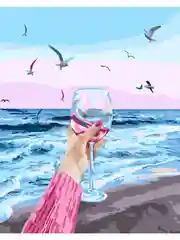 С бокалом у моря Картина по номерам на холсте с подрамником, 40 х 50, "Hobby Paint"