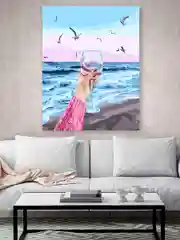 С бокалом у моря Картина по номерам на холсте с подрамником, 40 х 50, "Hobby Paint"