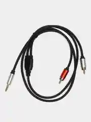 Алый аудио кабель AUX тюльпаны 3.5 мм RCA 2 (папа) - 3.5 Jack (папа), от 1м и до 20м