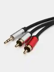 Аметистовый аудио кабель AUX тюльпаны 3.5 мм RCA 2 (папа) - 3.5 Jack (папа), от 1м и до 20м