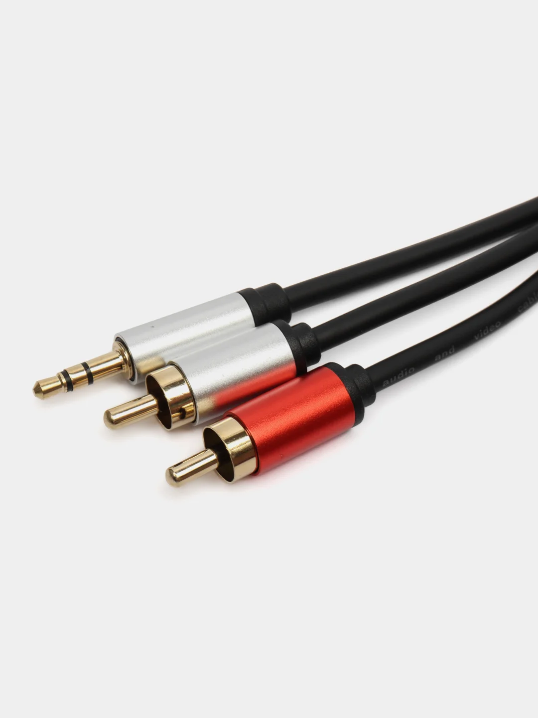 Алый аудио кабель AUX тюльпаны 3.5 мм RCA 2 (папа) - 3.5 Jack (папа), от 1м и до 20м