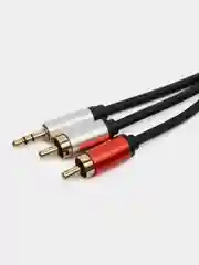 Алый аудио кабель AUX тюльпаны 3.5 мм RCA 2 (папа) - 3.5 Jack (папа), от 1м и до 20м