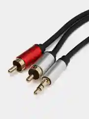 Багровый аудио кабель AUX тюльпаны 3.5 мм RCA 2 (папа) - 3.5 Jack (папа), от 1м и до 20м