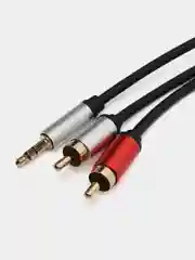 Бежевый аудио кабель AUX тюльпаны 3.5 мм RCA 2 (папа) - 3.5 Jack (папа), от 1м и до 20м