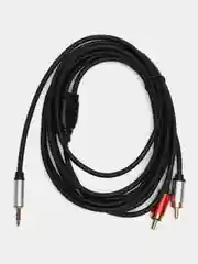 Бежевый аудио кабель AUX тюльпаны 3.5 мм RCA 2 (папа) - 3.5 Jack (папа), от 1м и до 20м