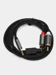 Тёмно-серый аудио кабель AUX тюльпаны 3.5 мм RCA 2 (папа) - 3.5 Jack (папа), от 1м и до 20м
