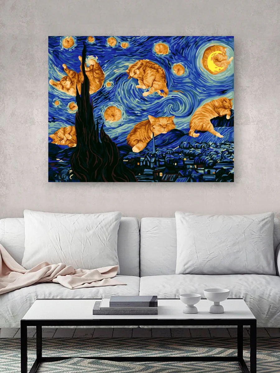 Котоночь Картина по номерам на холсте с подрамником 40 х 50, "Hobby Paint"