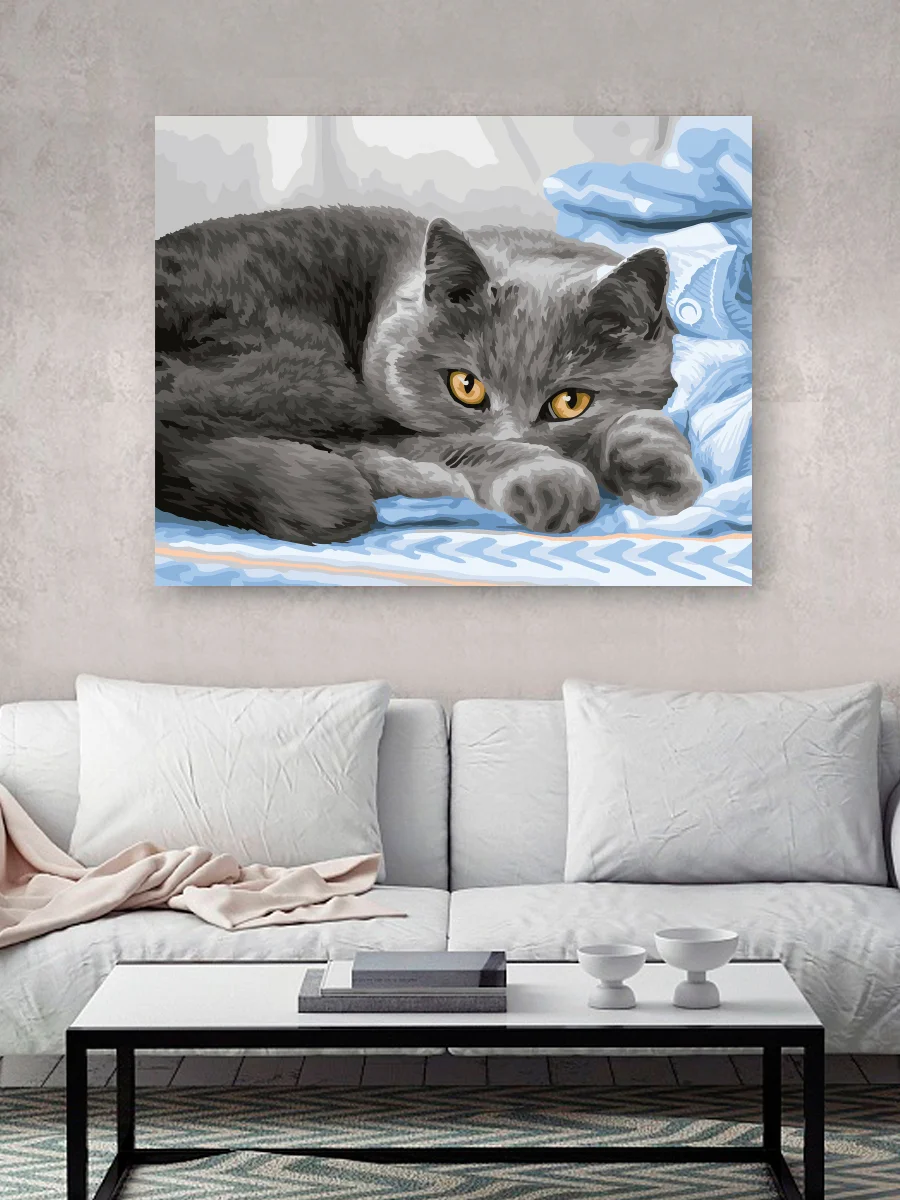 Милые глазки кошки" Картина по номерам на холсте 40х50 с подрамником "Hobby Paint"