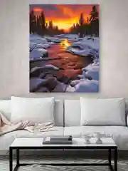 Зимний закат Картина по номерам на холсте с подрамником, 40 х 50, "Hobby Paint"