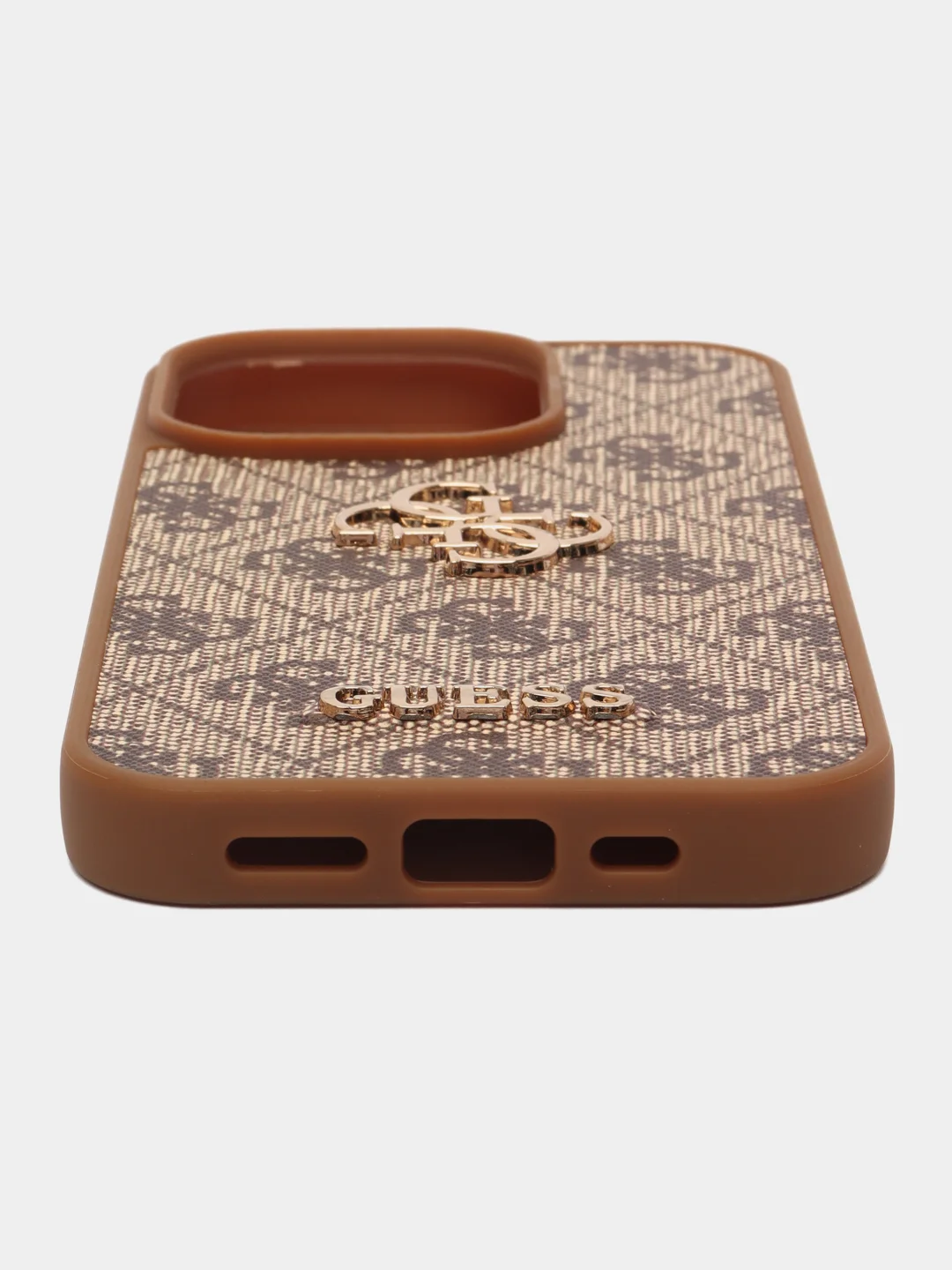 Коричневый чехол Guess PU leather iPhone 15 Pro из экокожи коричневый