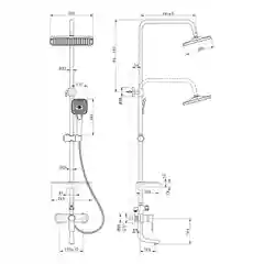 Смеситель Lemark Aura LM0662CH, для ванны и душа, с регулируемой высотой