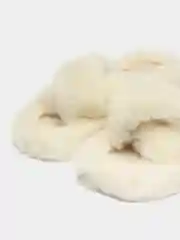 Белый тапочки женские домашние, меховые