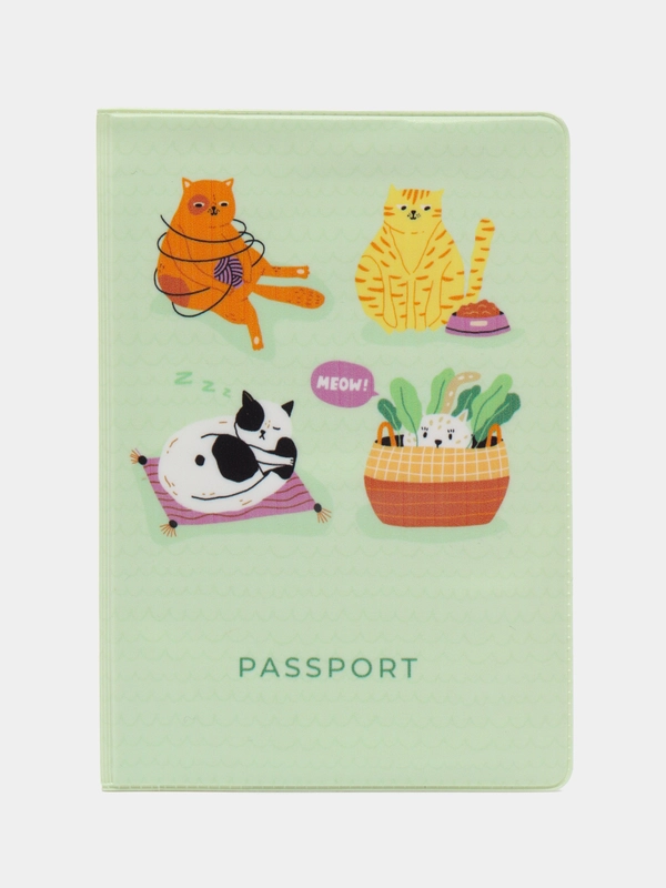 Обложка для паспорта "Meow", ПВХ, 2 кармана