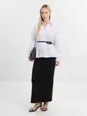 Рубашка оверсайз белая женская, классическая, разрез на спине