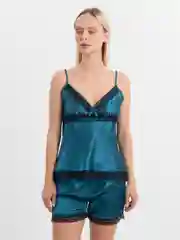 Бирюзовый пижама женская с шортами