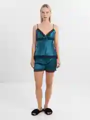 Бирюзовый пижама женская с шортами