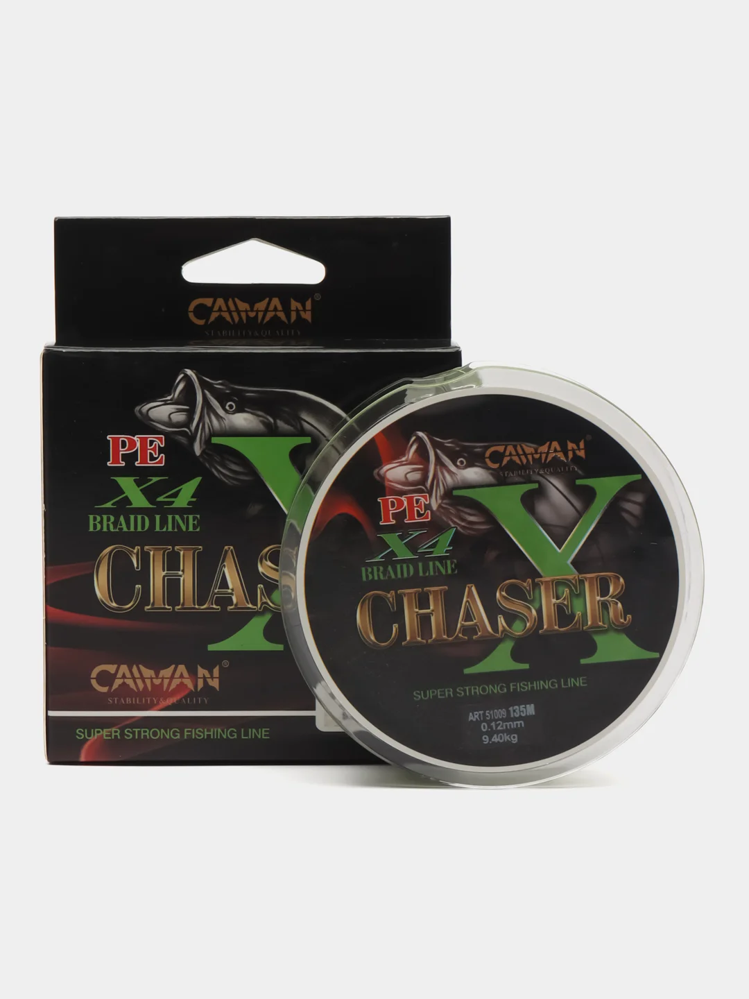 Зеленый шнур плетеный четырехжильный Caiman Chaser 135м