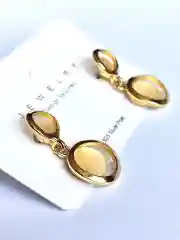 Серьги подвески Два кольца с опалом