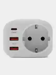 Разветвитель, 1 гнездо, 2xUSB-A QC3.0, USB-C PD, 3.4А, 16А, 4000Вт