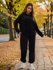 Черный костюм велюровый, повседневный, спортивный, на вечер, осенний, весенний, костюм подростку