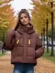 Коричневый куртка женская демисезонная, укороченная, осень, весна, зима