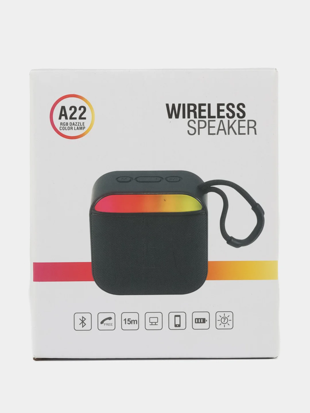 Синий меланж беспроводная портативная блютуз колонка Zvuk 5 Вт Bluetooth 5.0 с rgb подсветкой