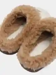 Белый тапочки домашние женские, глубокие, шлепки меховые