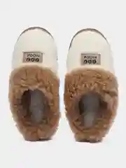 Белый тапочки домашние женские, глубокие, шлепки меховые