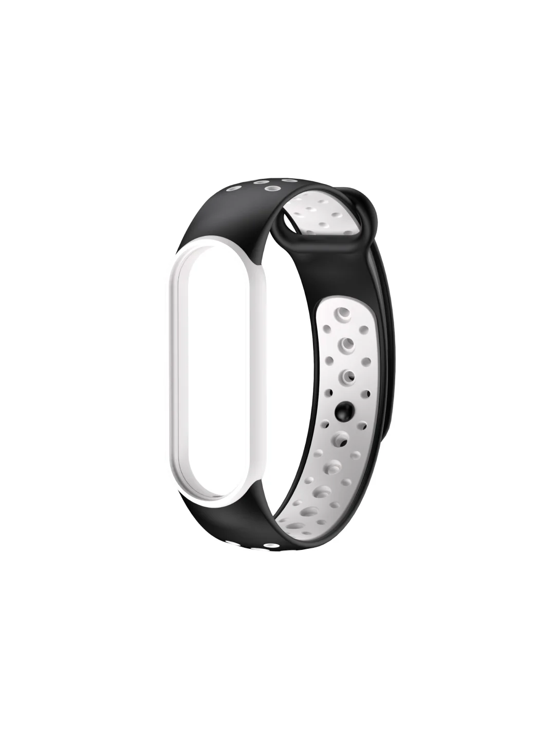 Белый ремешок для Xiaomi Mi Band 5 / 6 / 7 cиликоновый спортивный (Сяоми ми бенд))