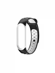 Белый ремешок для Xiaomi Mi Band 5 / 6 / 7 cиликоновый спортивный (Сяоми ми бенд))
