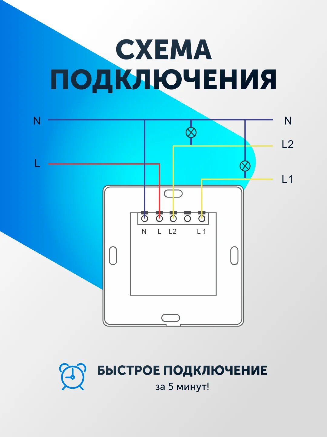 Умный выключатель, сенсорный, с Wi-Fi, Tuya Smart, с Яндекс Алисой
