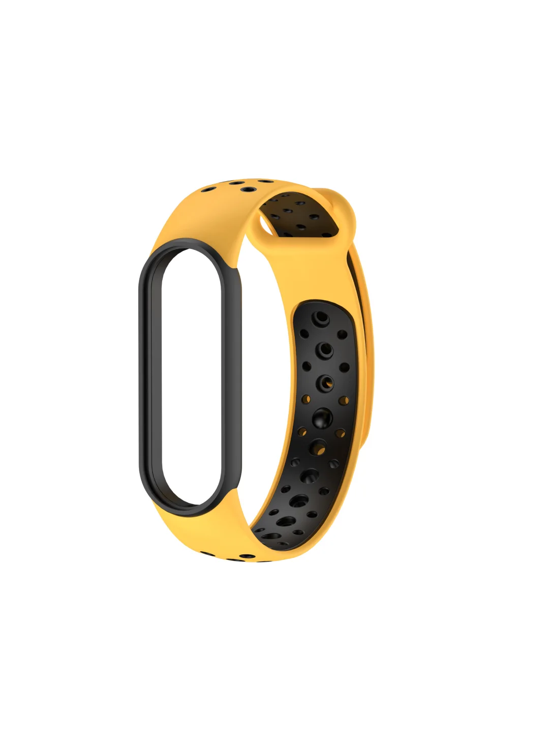 Желтый ремешок для Xiaomi Mi Band 5 / 6 / 7 cиликоновый спортивный (Сяоми ми бенд))