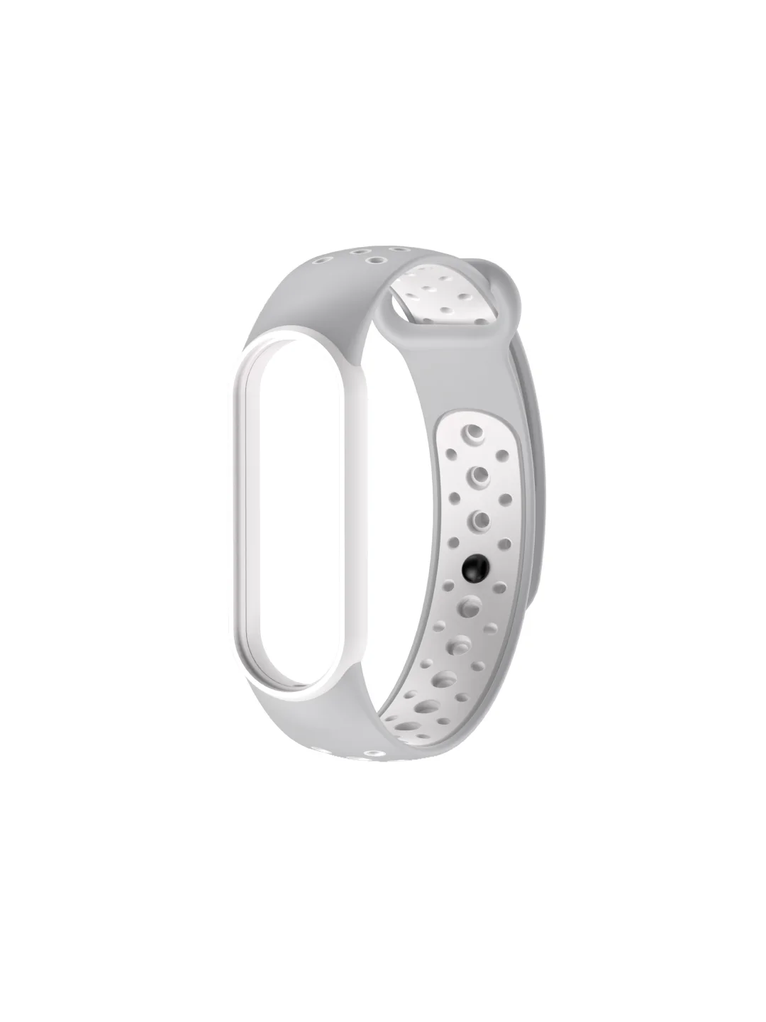 Серебряный ремешок для Xiaomi Mi Band 5 / 6 / 7 cиликоновый спортивный (Сяоми ми бенд))