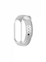 Серебряный ремешок для Xiaomi Mi Band 5 / 6 / 7 cиликоновый спортивный (Сяоми ми бенд))