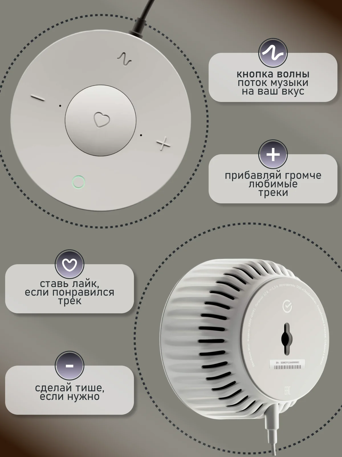 Белый умная колонка SberBoom Mini