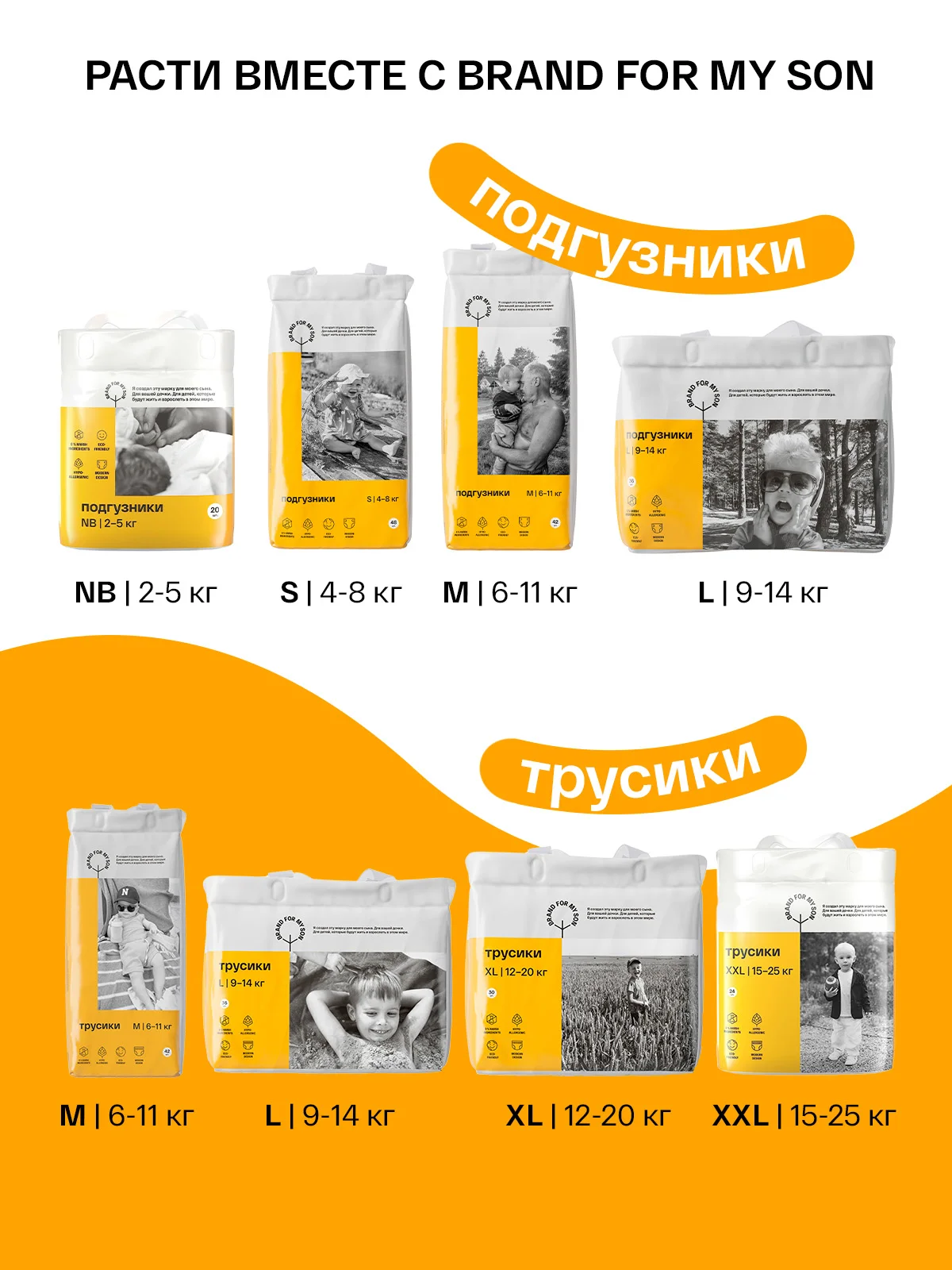 BRAND FOR MY SON трусики, Travel pack M 6-11 кг. 5 шт