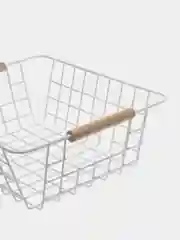 Органайзер для хранения с деревянными ручками, 296 х 250 х 110 мм, цв. белый матовый