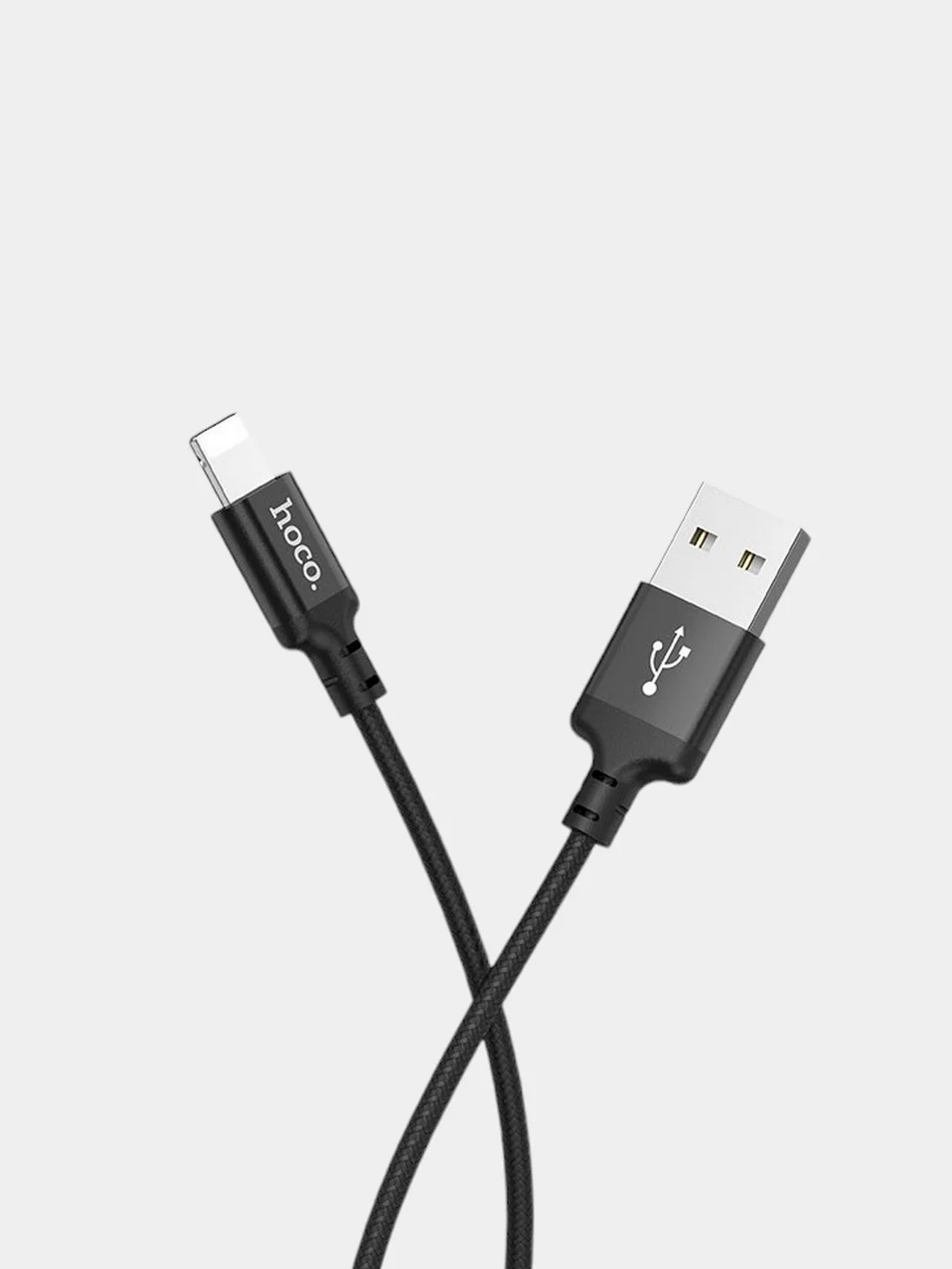 Черный кабель lightning для iPhone с быстрой зарядкой плетеный длина 1м Hoco X14