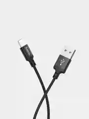 Черный кабель lightning для iPhone с быстрой зарядкой плетеный длина 1м Hoco X14