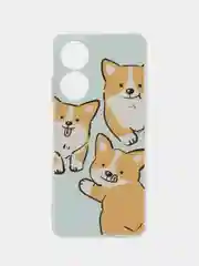 Светло-оранжевый силиконовый чехол на Oppo A60 / Оппо А60 прозрачный, с рисунком, защита камеры