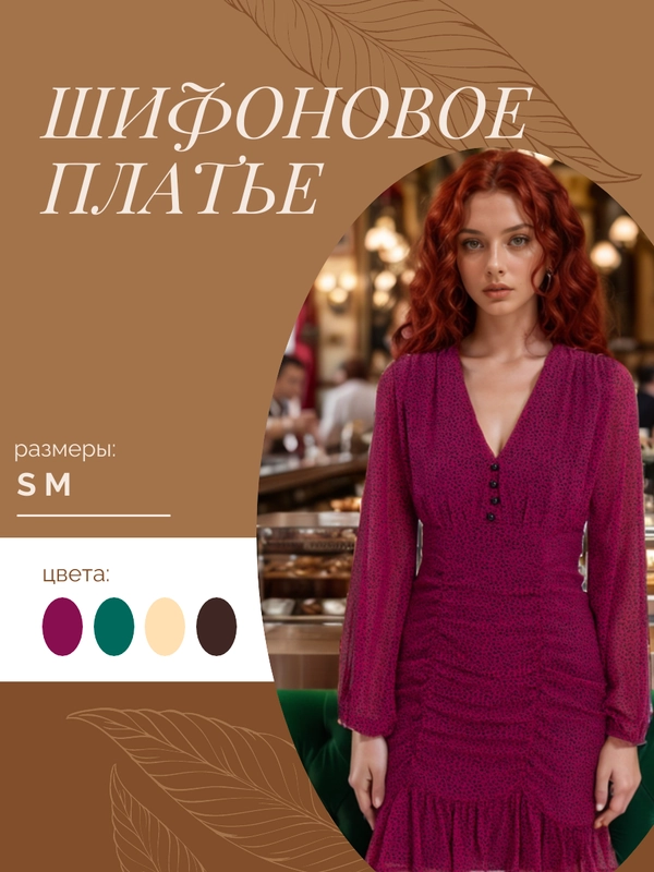 Платье женское, шифоновое