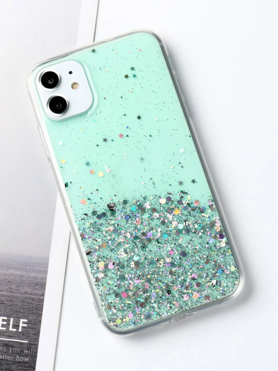 Зеленый чехол на Айфон (iPhone) 11 XR 6 / 6s / 7 / 8 / Se / X / Xs 12 13 Pro Max, прозрачный